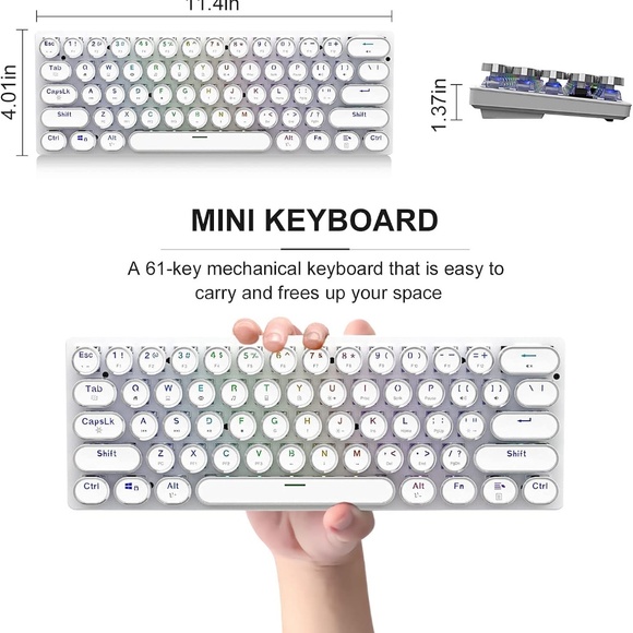 STOGA White Retro RGB Mechanical Keyboard - Picture 10 of 11